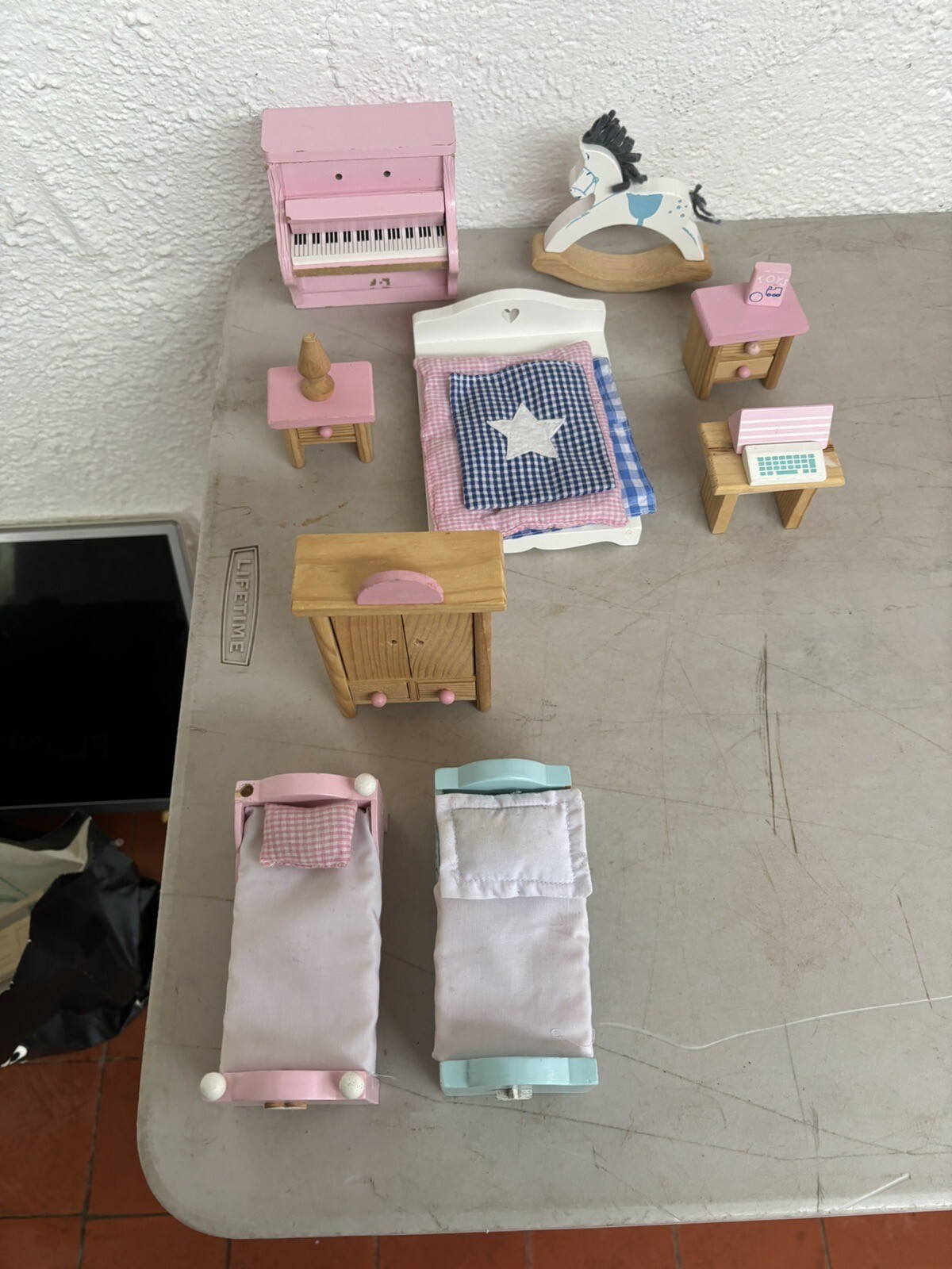 Vintage Wooden Dolls House Furniture Set Toys eBay