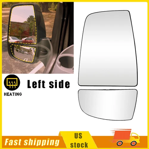2x Upper/Lower Left Driver Side Mirror Glass For Ford Transit Van 150 250 350 HD