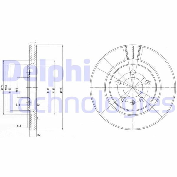 Bremsscheibe BG2713 Delphi FüR Vw Seat-image