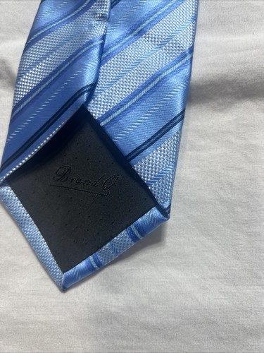 Marca Q Para Hombre Corbata Corbata Prendas para el Cuello 62” x 3.5”W Azul Blanco Ocupado Patrón a Rayas - Imagen 4 de 4