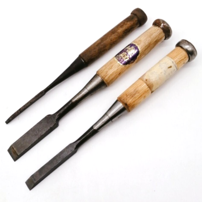Vintage Japanese NOMI Chisel Set of 3 – Carpenter Woodworking Tool