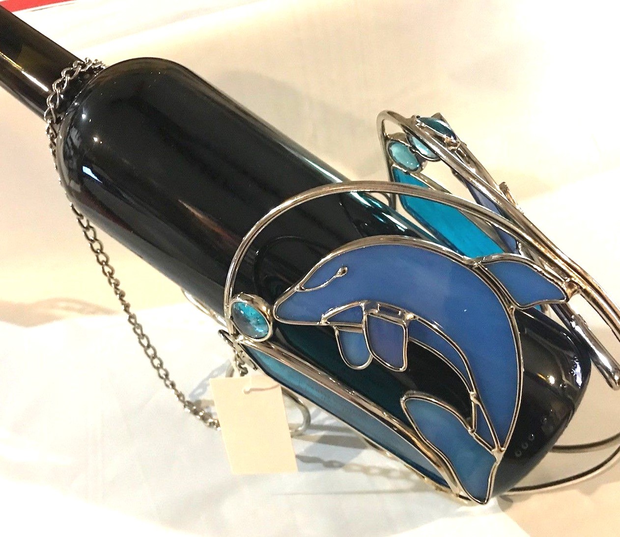Stained Glass Wine Bottle Holder Dolphin Blue 900718 eBay