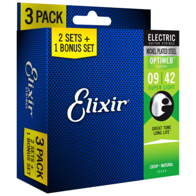 Elixir OPTIWEB Nickel Electric 3-Pack   16550X Super Light 9-42 (19002)