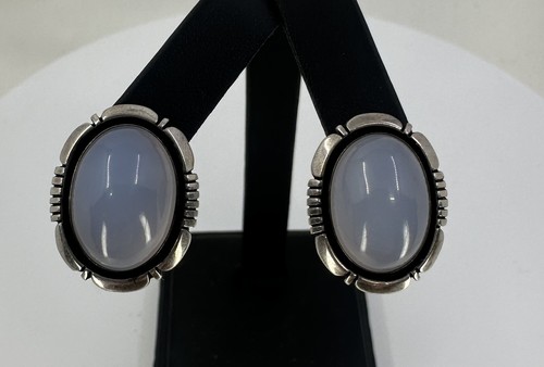 925 Signed Carol Wylie Navajo Navajo Moonstone Earrings