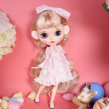 12" Blythe factory Doll Light Blond curly Hair Joints Body matte face no clothes