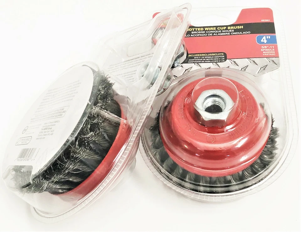 2 MIBRO INDUSTRIAL 4" TAZA CEPILLO ANUDADO ALAMBRE GRUESO RUEDA AMOLADORA ANGULAR Foto 3 de 3
