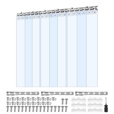 Clear PVC Strip Curtain 80in x 36in, 0.08in Thick, 6-Piece for Freezer Garage