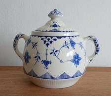 Vintage Blue And White Denmark Masons Sugar Bowl With lid