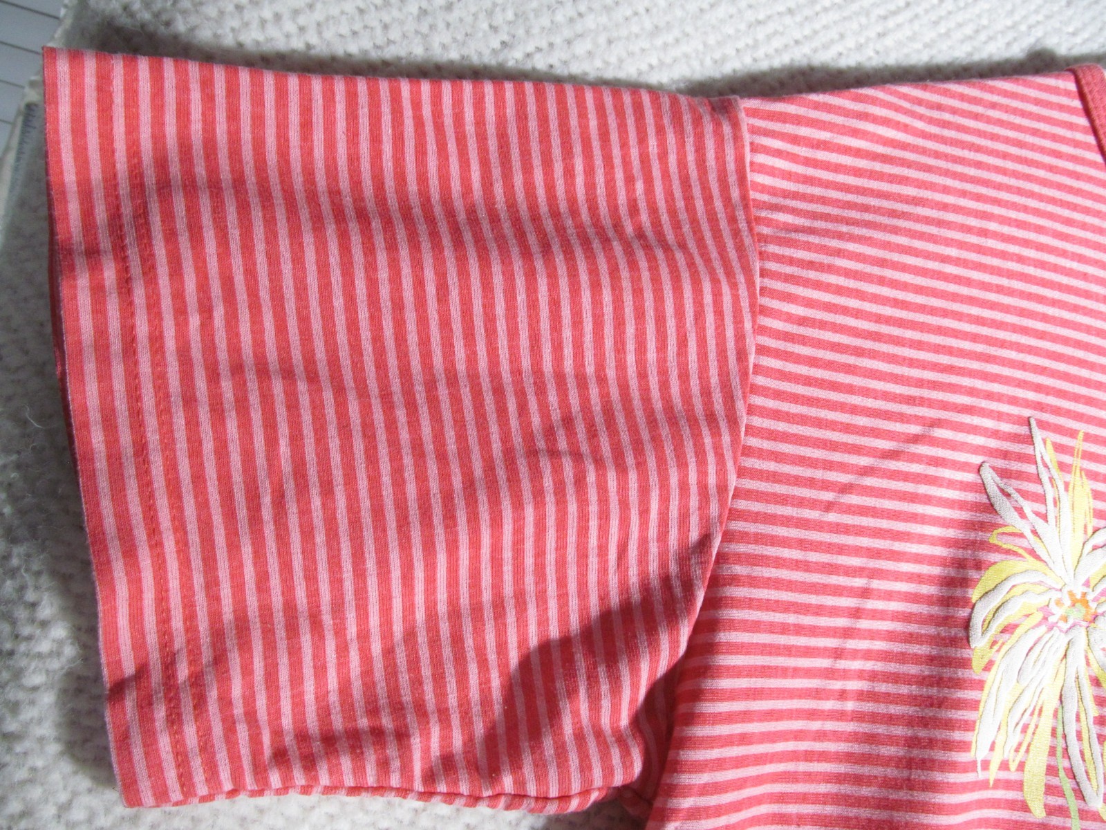 Bobbie Brooks Women Shirt Large  Stripe Flower Short Sleeve thumbnail 7