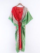 Ancien Crêpe Soie Robe Caftan Boho Kimono Tunique Vêtement De Loisirs Resort