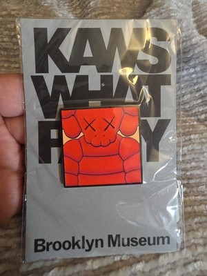 KAWS Chum Square Pin Orange WHAT PARTY BROOKLYN MUSEUM *NEW *