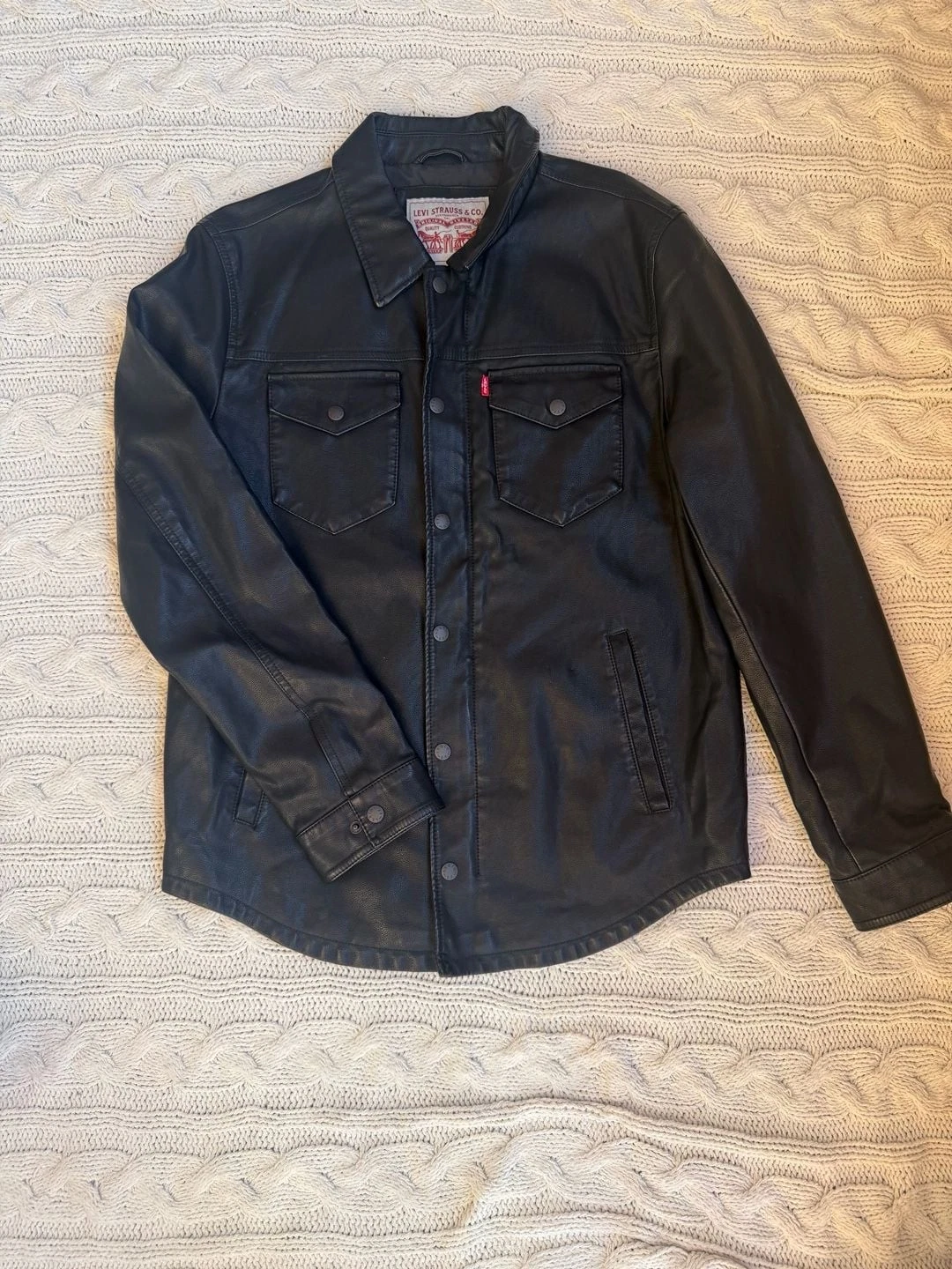 Levi's Faux Leather Trucker Jacket Black Size M - product detail image 2