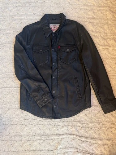 Levi's Faux Leather Trucker Jacket Black Size M image 2