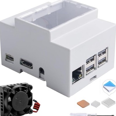 Gehäuse für Raspberry Pi 3B+ / 3B auf DIN-Schiene, modulare ABS Box, Lüfter, ...