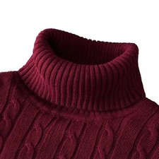 Men?s Turtleneck Sweater Warm Wool Knit Winter Roll Neck Jumper Pullover.