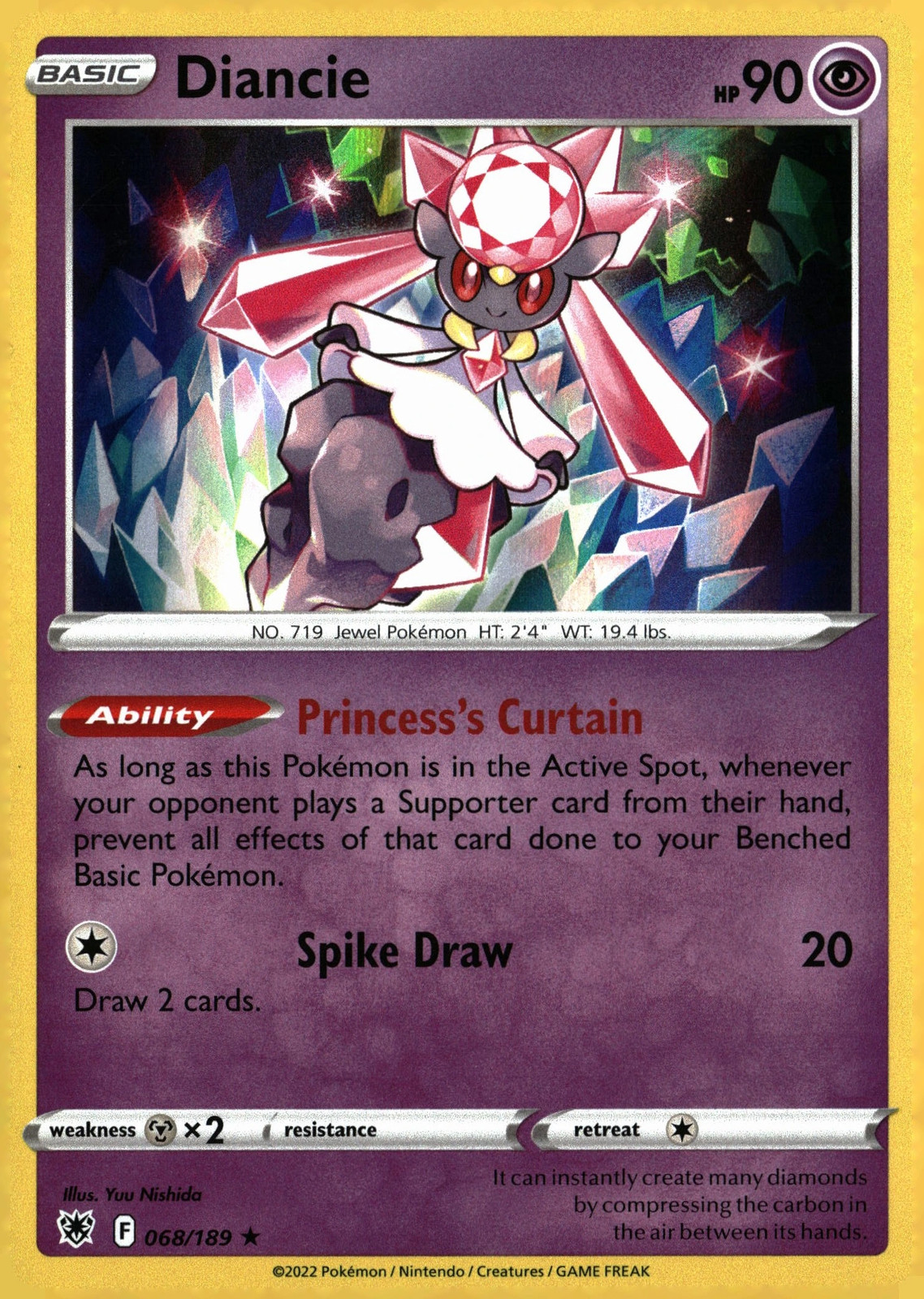 Diancie 068/189 Astral Radiance Rare NM Pokemon TCG