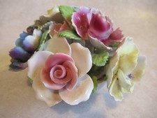 Aristocrat English bone china flowers posy in bowl ornament 5”