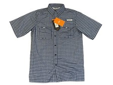 Habit Fishing Shirt Mens Small Blue Plaid Short Sleeve Button Front UPF 40 UV