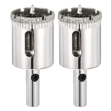 31/32" Diamond Hole Saw with Center Drill Bit 2PCS (Silver)