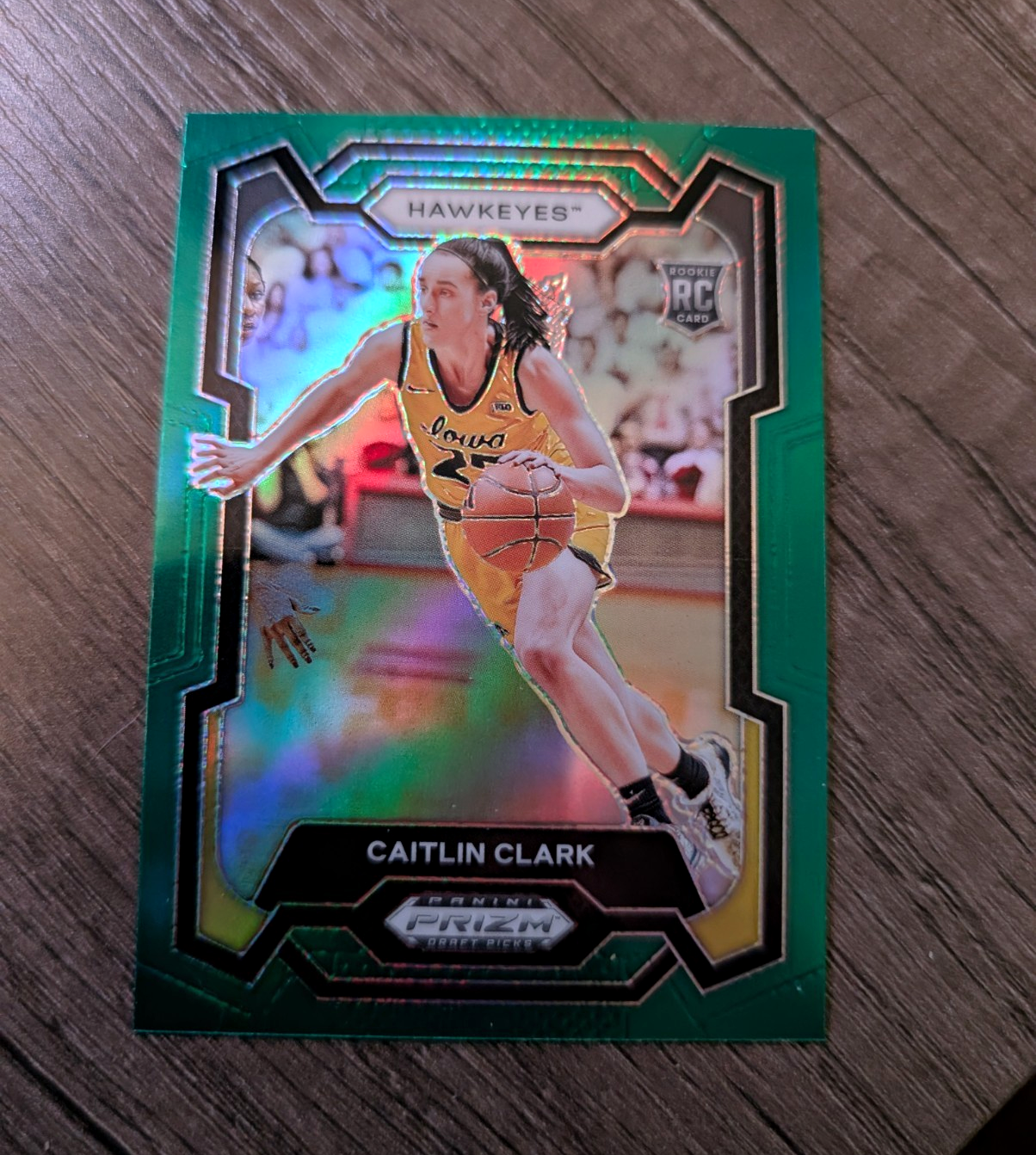 Panini 2024-25 Prizm Draft Picks Caitlin Clark #57 Green Prizm RC Iowa