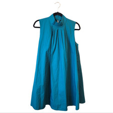 Banana Republic Teal Pleated Mock Neck Cotton Dress Size S NWT