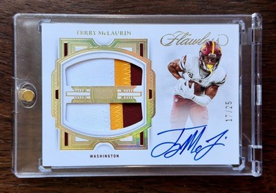 TERRY MCLAURIN #DPA-TM 2022 PANINI FLAWLESS DUAL PATCH AUTO #17/25 JERSEY-MATCH