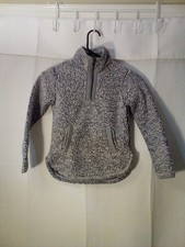 Cuddly Sherpa Jacket Kids 5 6 Girls Top Zip Pocket Gray