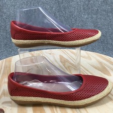 Clarks Shoes Womens 7.5 W Red Danelly Adira Leather Espadrille Ballet Flats