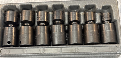 Snap On 7 pc 3/8'' Metric Shallow Swivel Impact Socket Set 207ipfm