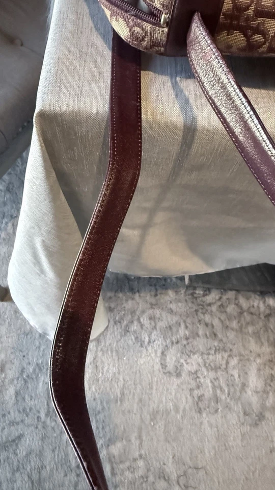 Bolso de Hombro Christian Dior Trotter Burdeos Rojo Lona Cuero Auténtico Certificado de Autenticidad Foto 4 de 4