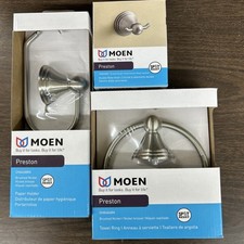 Moen Preston Brushed Nickel Paper Holder, Towel Holder or Double Robe Hook