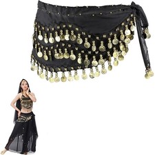 Bauchtanz Gürtel Hüfttuch Münzgürtel Münztuch Tanzkostüm Damen Schwarz
