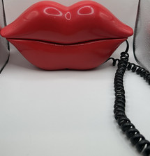 TELEMANIA MODEL LIPS NOVELTY BRIGHT-RED LIP-SHAPE LANDLINE TELEPHONE PUSH BUTTON