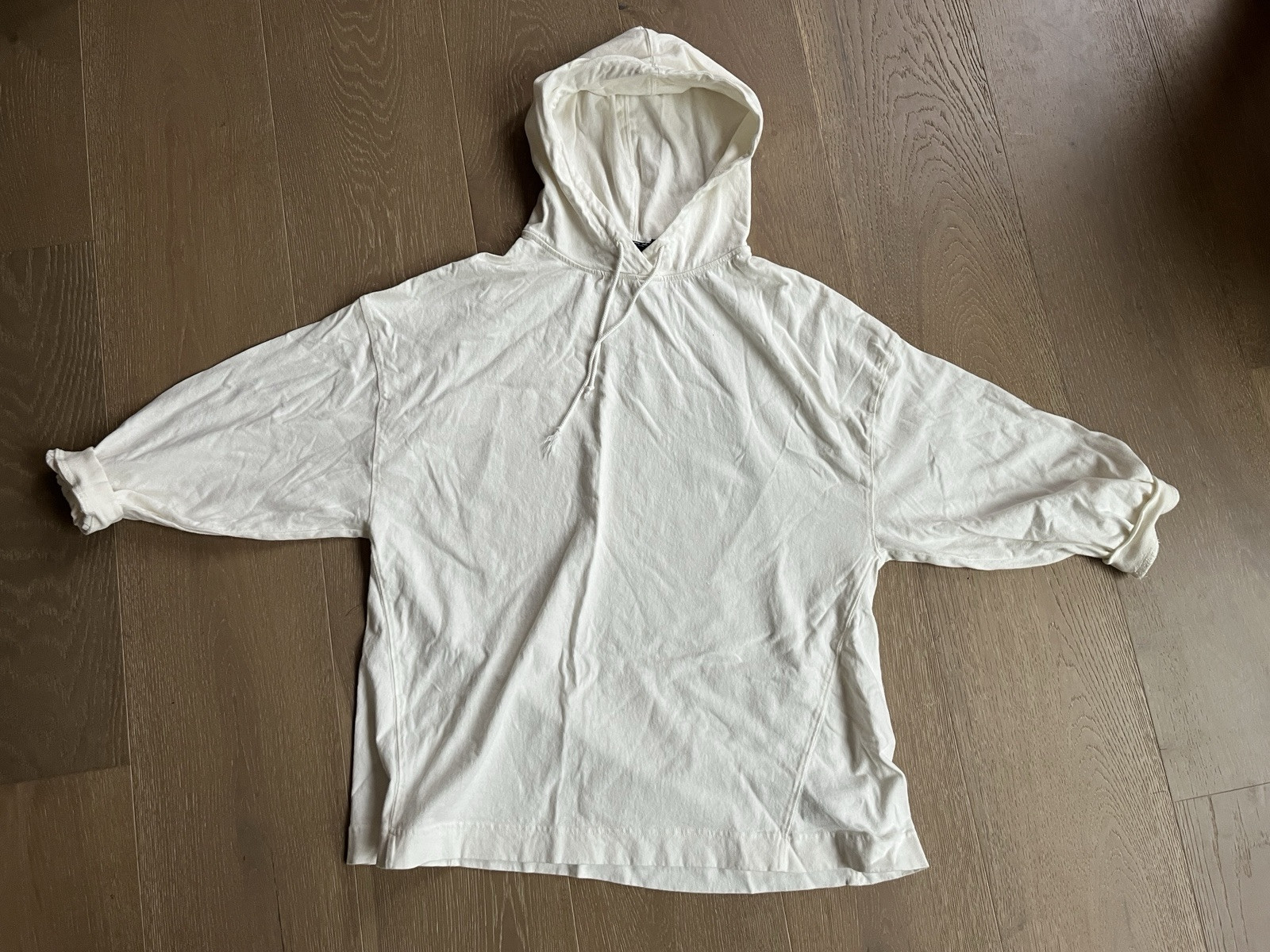 Oversized White Short Sleeve Pullover Hoodie Size M - Out From Under