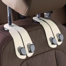 Headrest Hooks for Car - Universal Premium Stitched Leather and Aluminum-Magn...