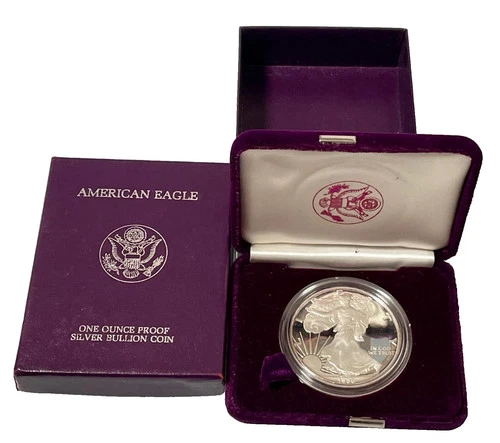 1986-S 1 oz Proof Silver American Eagle (w/Box No COA)