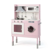 Wooden Kids Play Kitchen with Adjustable Height and Washing Machine EX DISPLAY