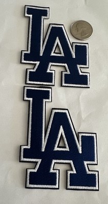 2- Los Angeles Dodgers embroidered iron on patches Approx 3.5 x  2.75  Awesome!