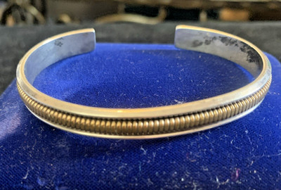 TAHE Sterling Silver 12K Gold Filled Navajo Cuff Bracelet 25.9 Grams Heavy