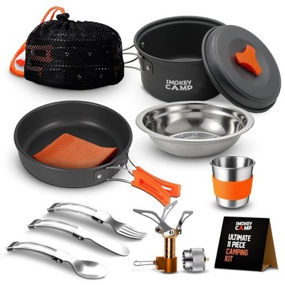 Backpacking Camping Cookware Set Portable Stove Pots Pans Cook Gear Camping