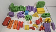 Vintage Multicolored Wooden Blocks, 4lbs, 101 Pieces