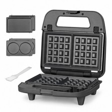 3 in 1 Mini Waffle Maker with Removable Plates, Dual Waffle & Pancake and Grill