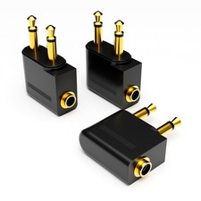 Dual 3.5mm Airplane Headphone Adapter for Audio Jack - 3 Pack