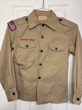 Boy Scouts of America BSA Youth Uniform Tan Long Sleeve Medium Size 12