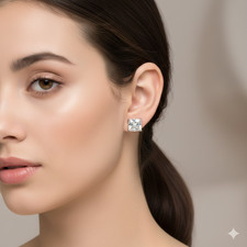 3Ct Certified Princess Cut White Diamond Studs-Great Shine  Bling-Free Tariffs.