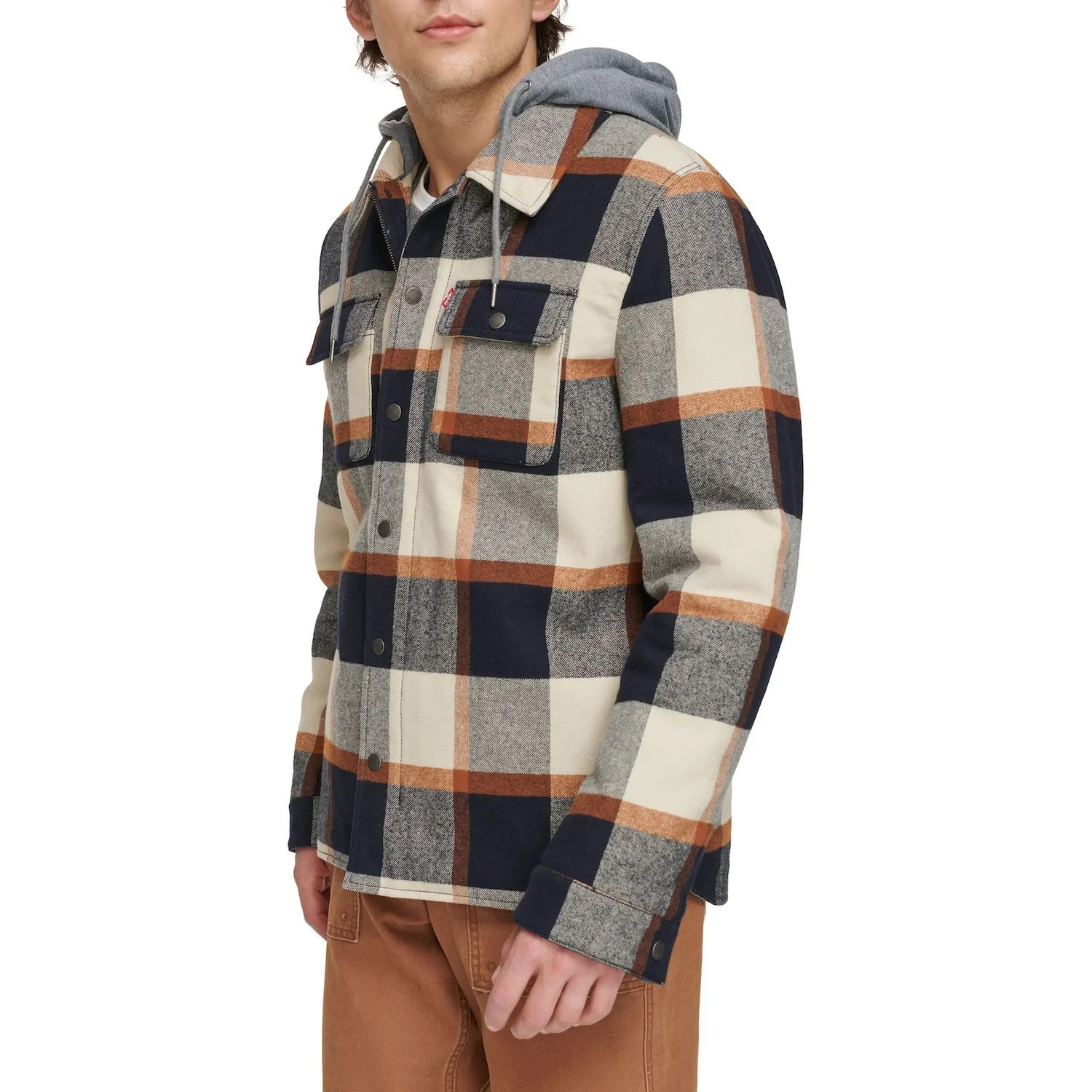 Levi's Plaid Sherpa Lined Hoodie Jacket Size S Insulated $148 Levis