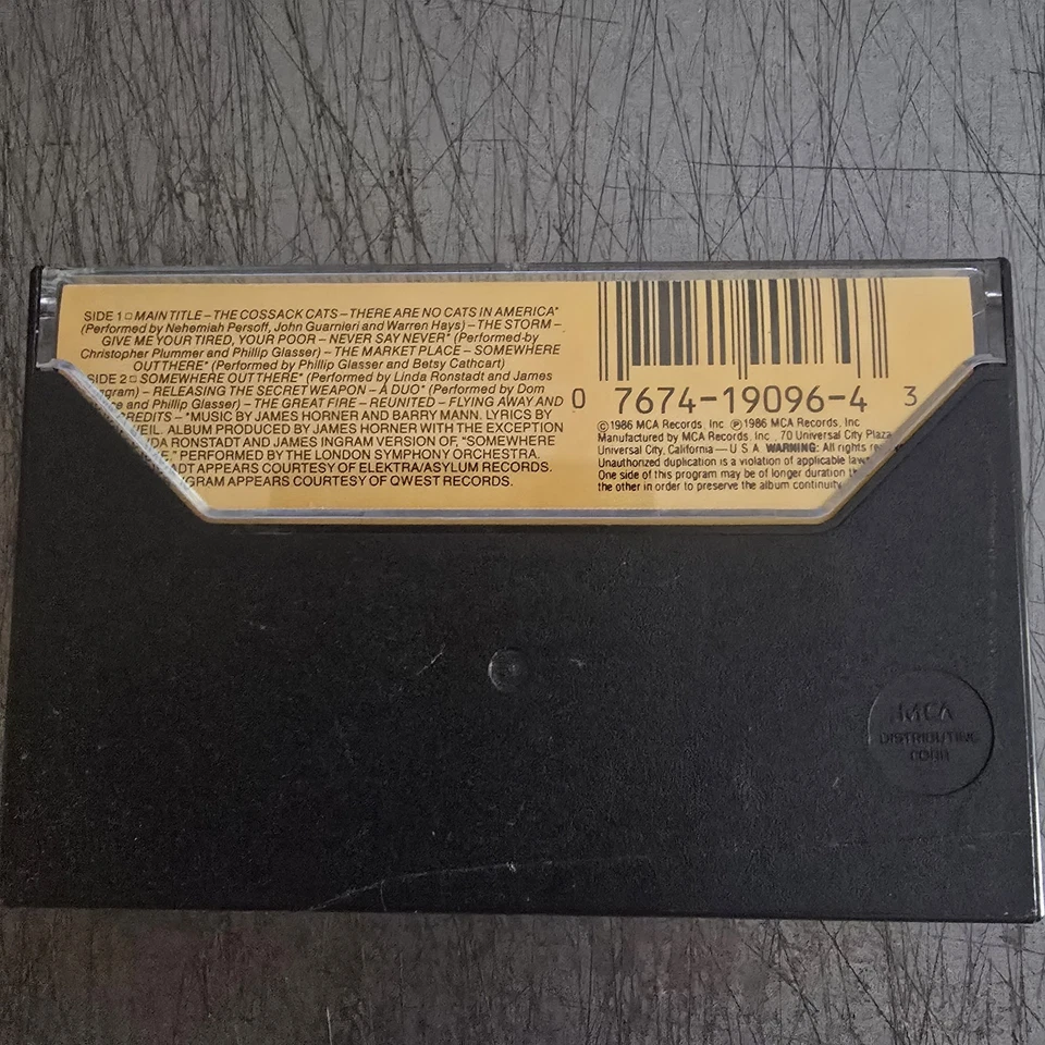 VTG An American Tail Motion Picture Soundtrack Cassette 1986 Works Foto 3 de 3