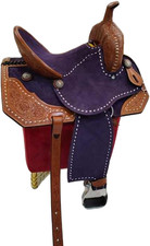 Handmade Leather Western Horse Saddle Barrel Racing Tooled Trail Tack Equestrian