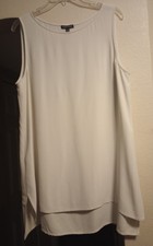 EILEEN FISHER 100 Silk Tank Top Crepe Scoop Neck Sleeveless White Sz Large