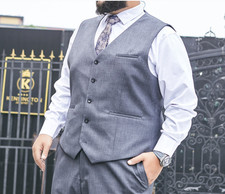 Plus Size Men's Formal Suit Vest Business Casual Waistcoat Wedding Tuxedo Vest